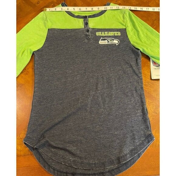 NWT Seattle Seahawks Licensed NFL Girl's Small 3/5 Henley Top Shirt Football - Picture 5 of 10